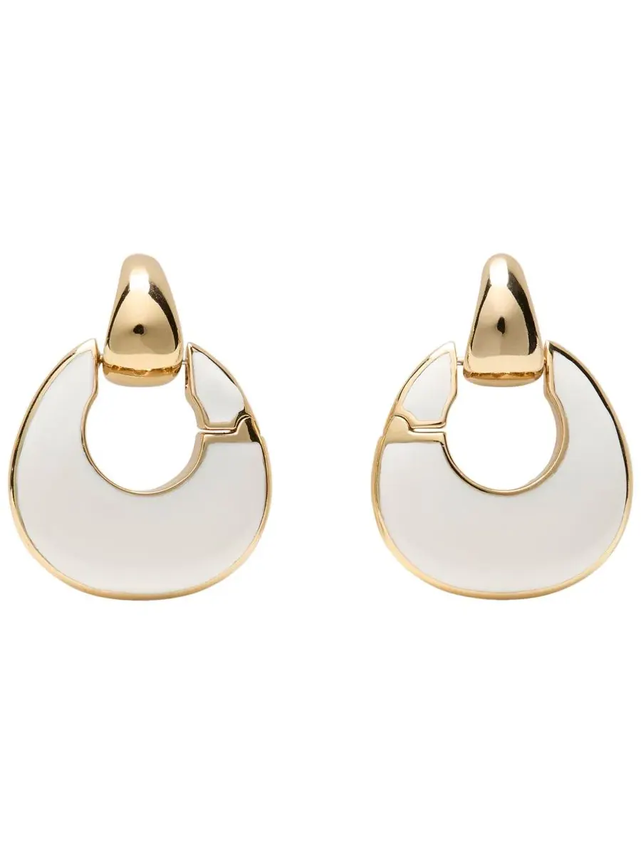 Серьги-кольца с белой эмалью и кристаллами, модель KS Duo Hoop kate spade new york — изображение 1 из 3, оттенок белый