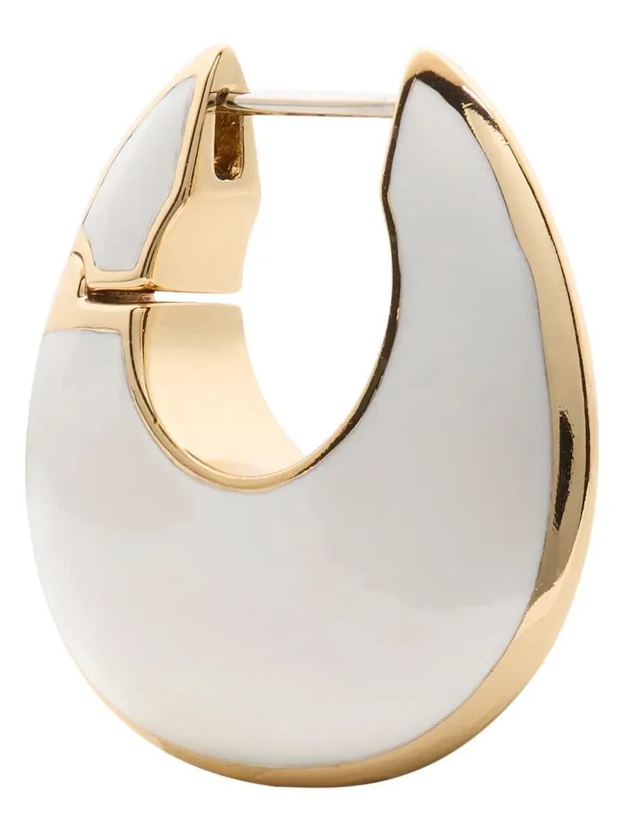Серьги-кольца с белой эмалью и кристаллами, модель KS Duo Hoop kate spade new york — изображение 2 из 3, оттенок белый
