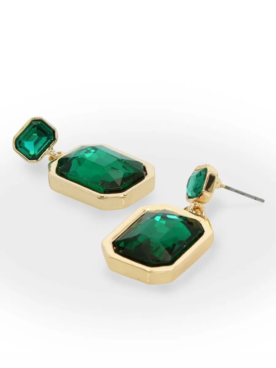 Серьги-подвески с двойными камнями из искусственного камня Steve Madden — изображение 3 из 4, оттенок зеленый/золотистый