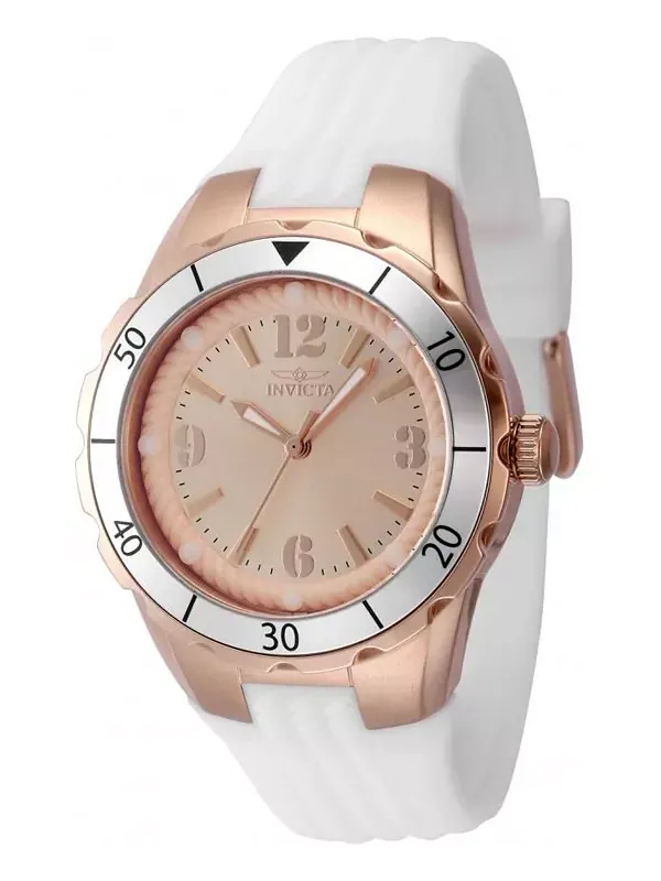 Женские кварцевые часы Angel 48853 PC21 с циферблатом из розового золота Invicta