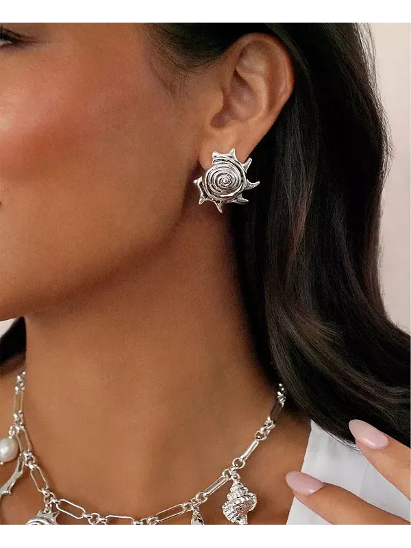 Крупные серьги Sorrento Ettika — изображение 4 из 4, оттенок серебряный