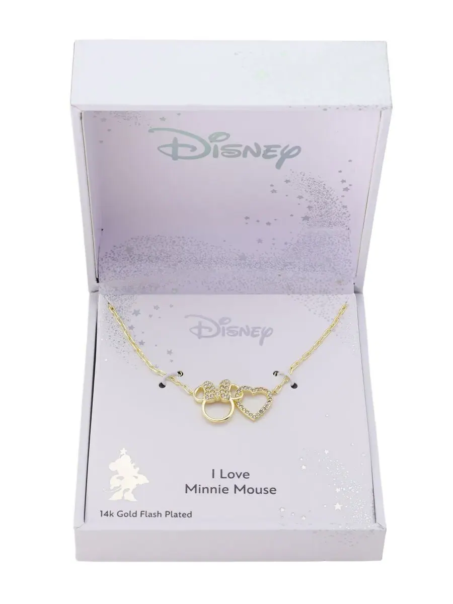 Колье с подвеской в виде открытого сердца и хрустального кулона Минни Маус Disney — изображение 3 из 4, оттенок золото