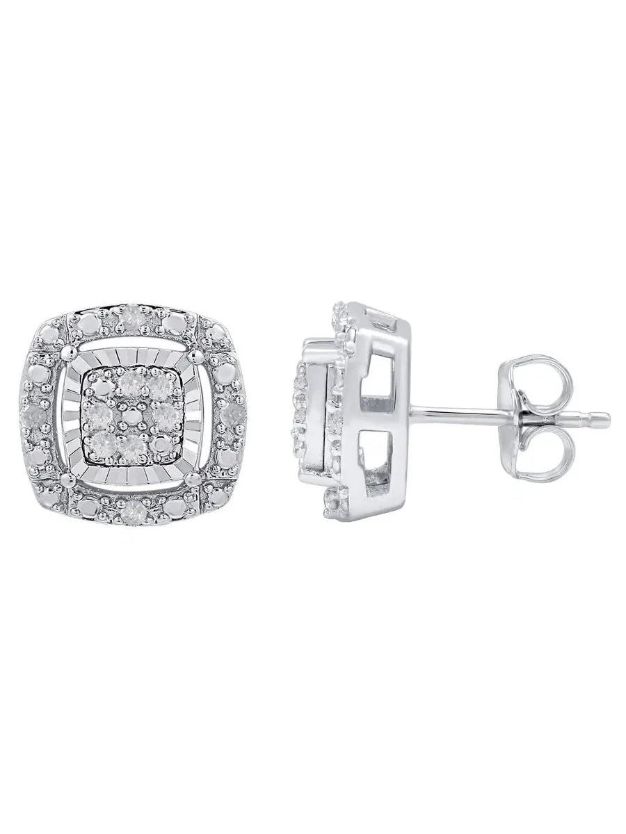 Комплект из двух бриллиантовых сережек и подвески (общий вес 1/4 карата) в серебре 925 пробы Marsala — изображение 4 из 7
