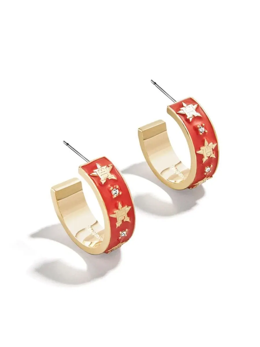 Серьги-кольца BaubleBar Houston Astros с эмалью Wear By Erin Andrews — изображение 1 из 1, оттенок золотистый оранжевый