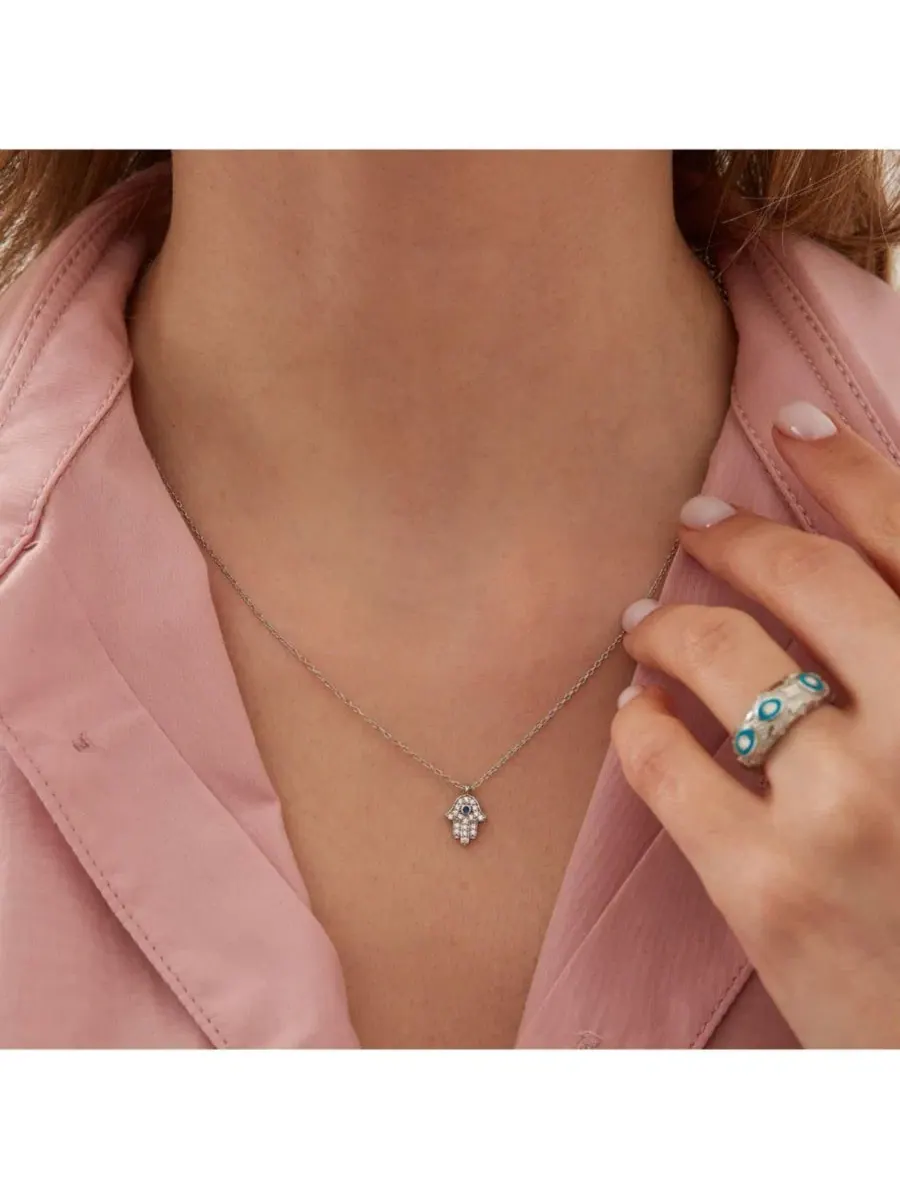 Кулон-подвеска Хамса Hand Necklace Sterling Silver Spero London — изображение 3 из 3, оттенок серебряный