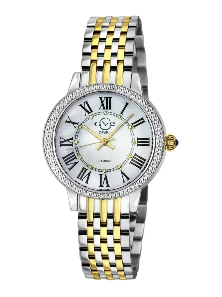 Женские часы Berletta Swiss Quartz Diamond Leather Strap GV2 by Gevril — изображение 1 из 3, оттенок серебряный