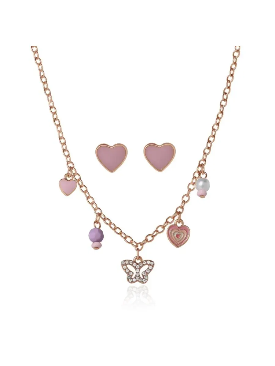 Комплект из ожерелья и сережек с сердечками Heart Charm Necklace and Earrings Set Jessica Simpson — золотистый