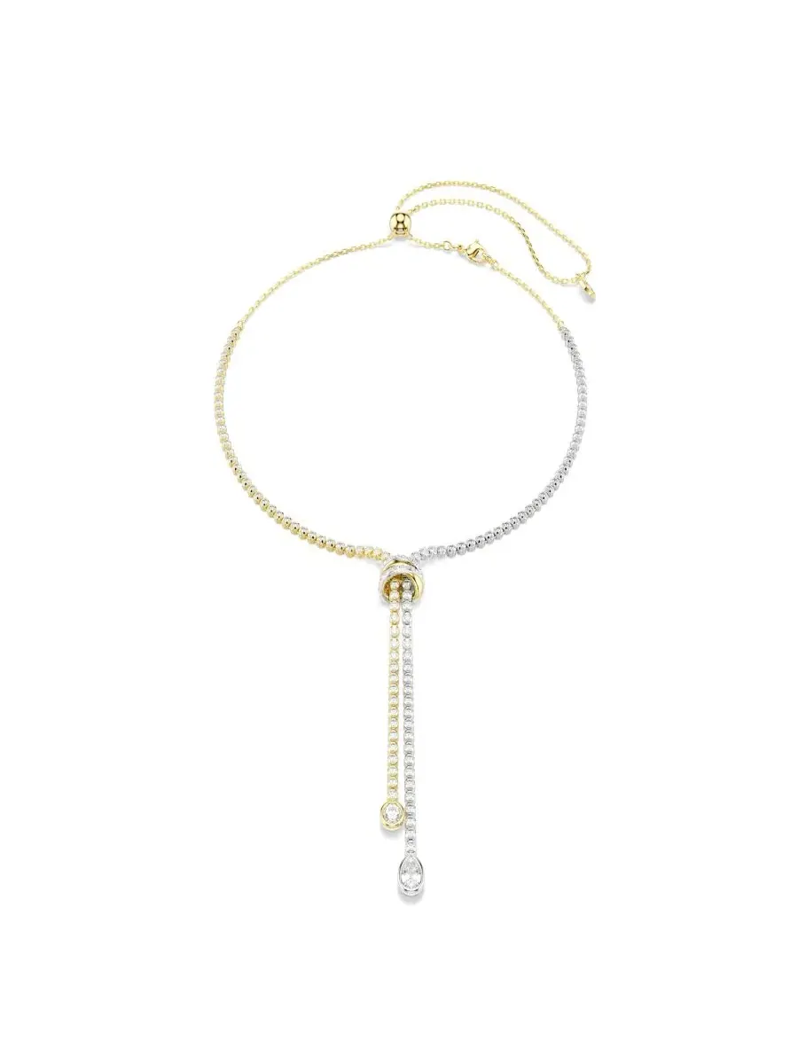 Колье с кристаллами Swarovski, модель Y, золотистого и серебристого цвета, бренд Swarovski — изображение 1 из 5