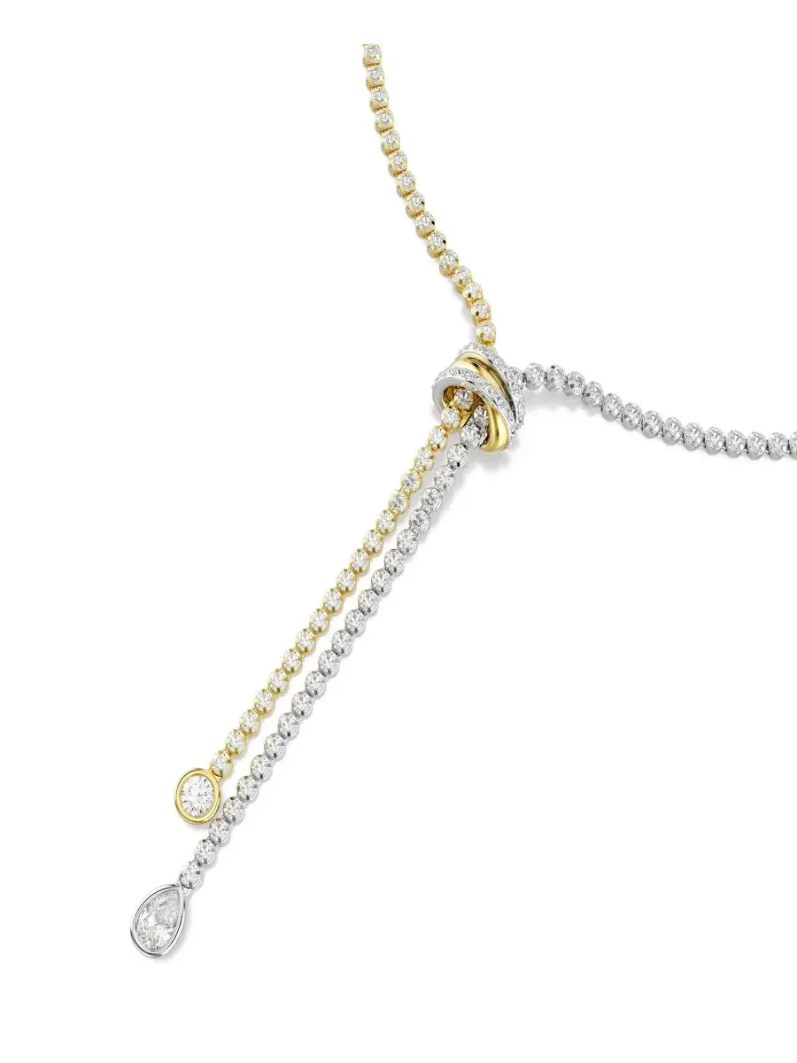 Колье с кристаллами Swarovski, модель Y, золотистого и серебристого цвета, бренд Swarovski — изображение 2 из 5