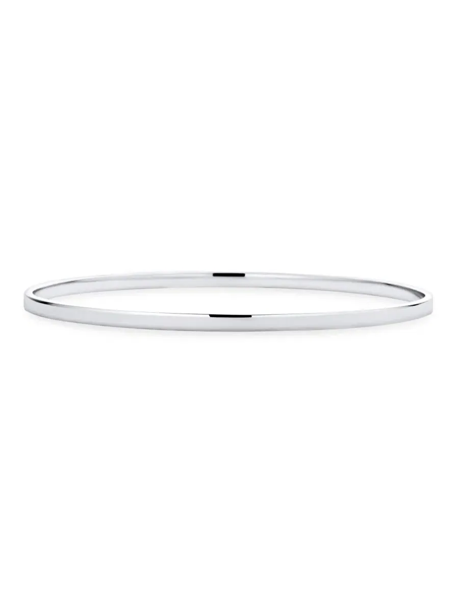 Браслет-обруч .925 Sterling Silver Plain Flat Edge Bling Jewelry — изображение 1 из 3, оттенок серебряный