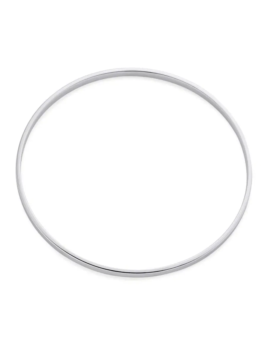 Браслет-обруч .925 Sterling Silver Plain Flat Edge Bling Jewelry — изображение 3 из 3, оттенок серебряный