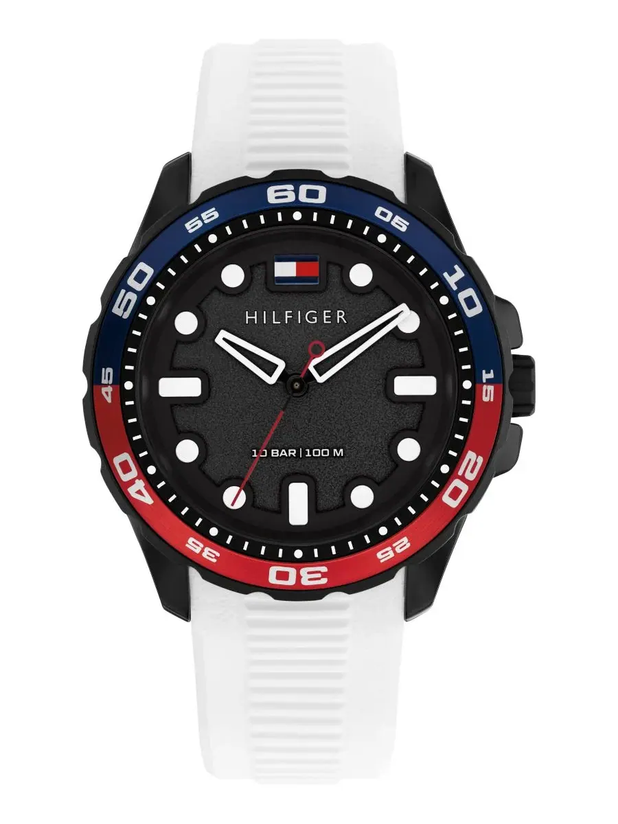 Мужские кварцевые часы с белым силиконовым ремешком, 40 мм Tommy Hilfiger