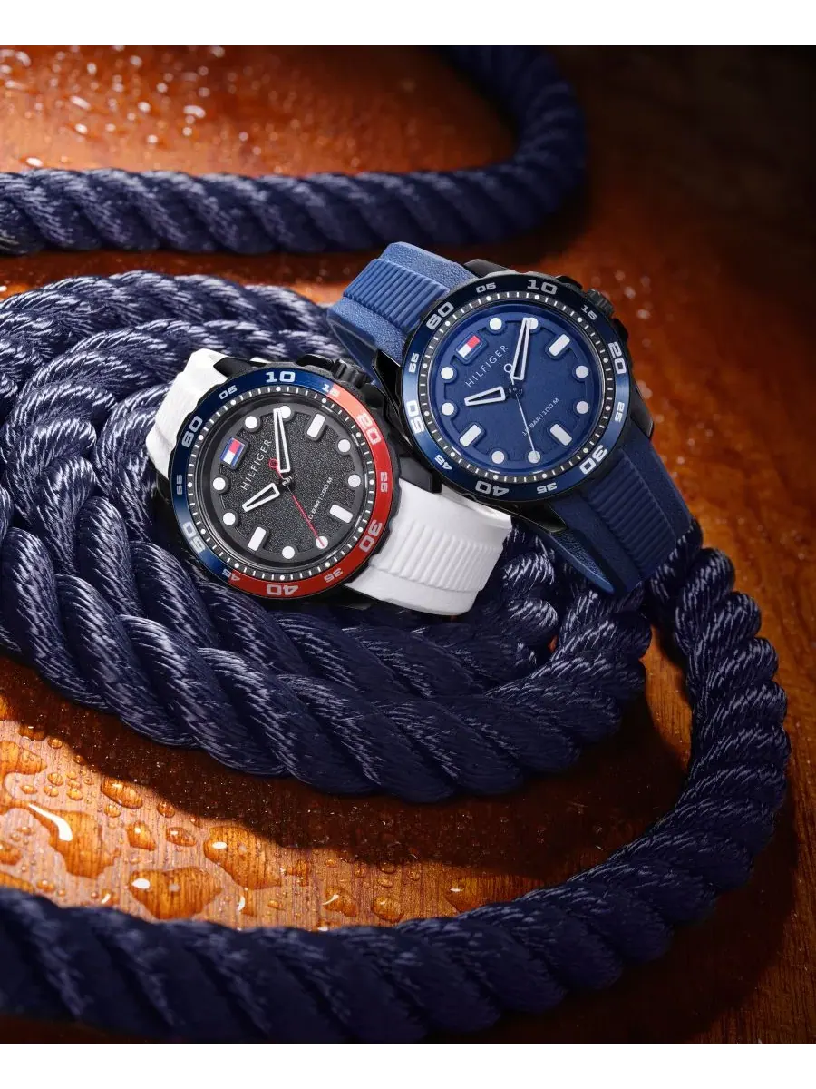 Мужские кварцевые часы с белым силиконовым ремешком, 40 мм Tommy Hilfiger — изображение 7 из 7, оттенок черный