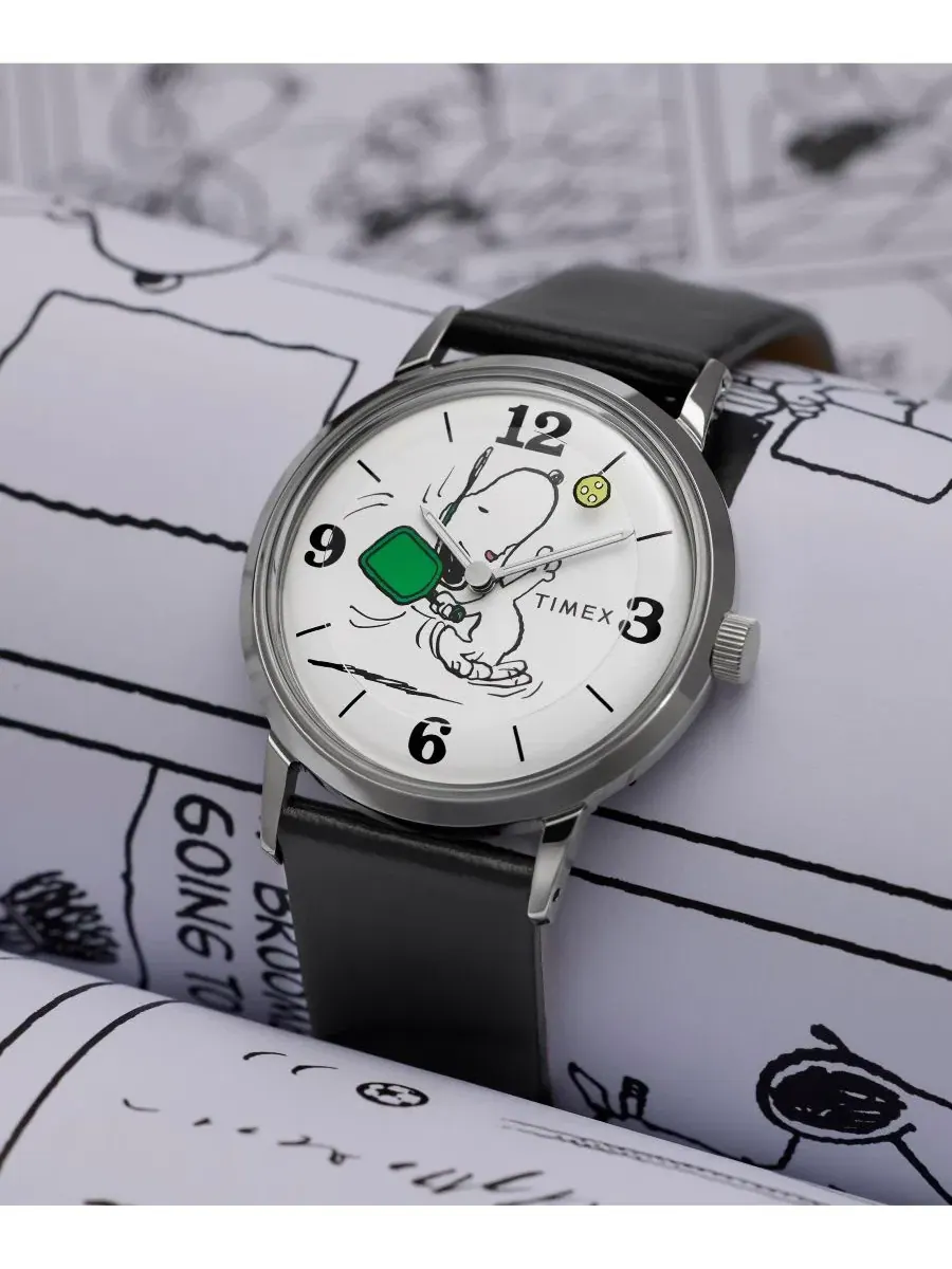 Кварцевые аналоговые часы унисекс, черный кожаный ремешок, 38 мм Timex — изображение 6 из 6