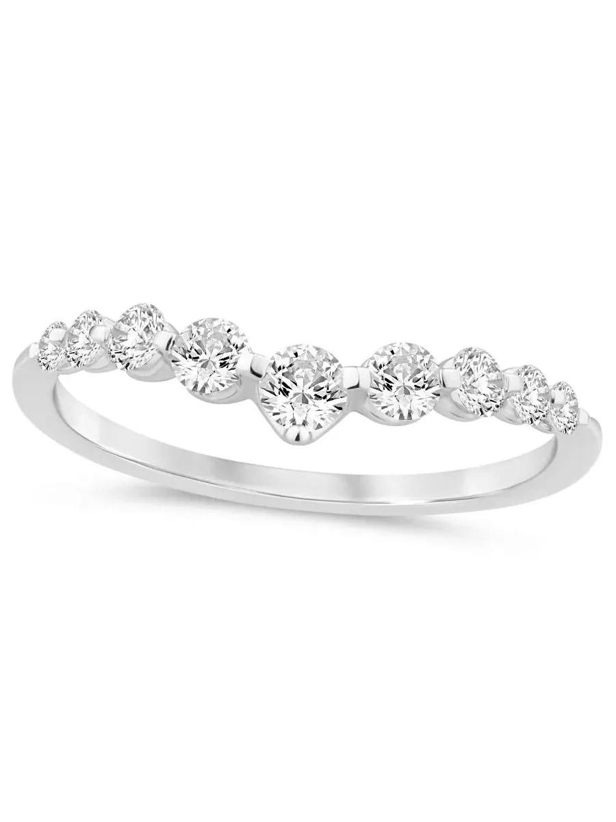 Кольцо с бриллиантами (1/2 ct. t.w.) 14K White Gold — изображение 1 из 4, оттенок золотистый