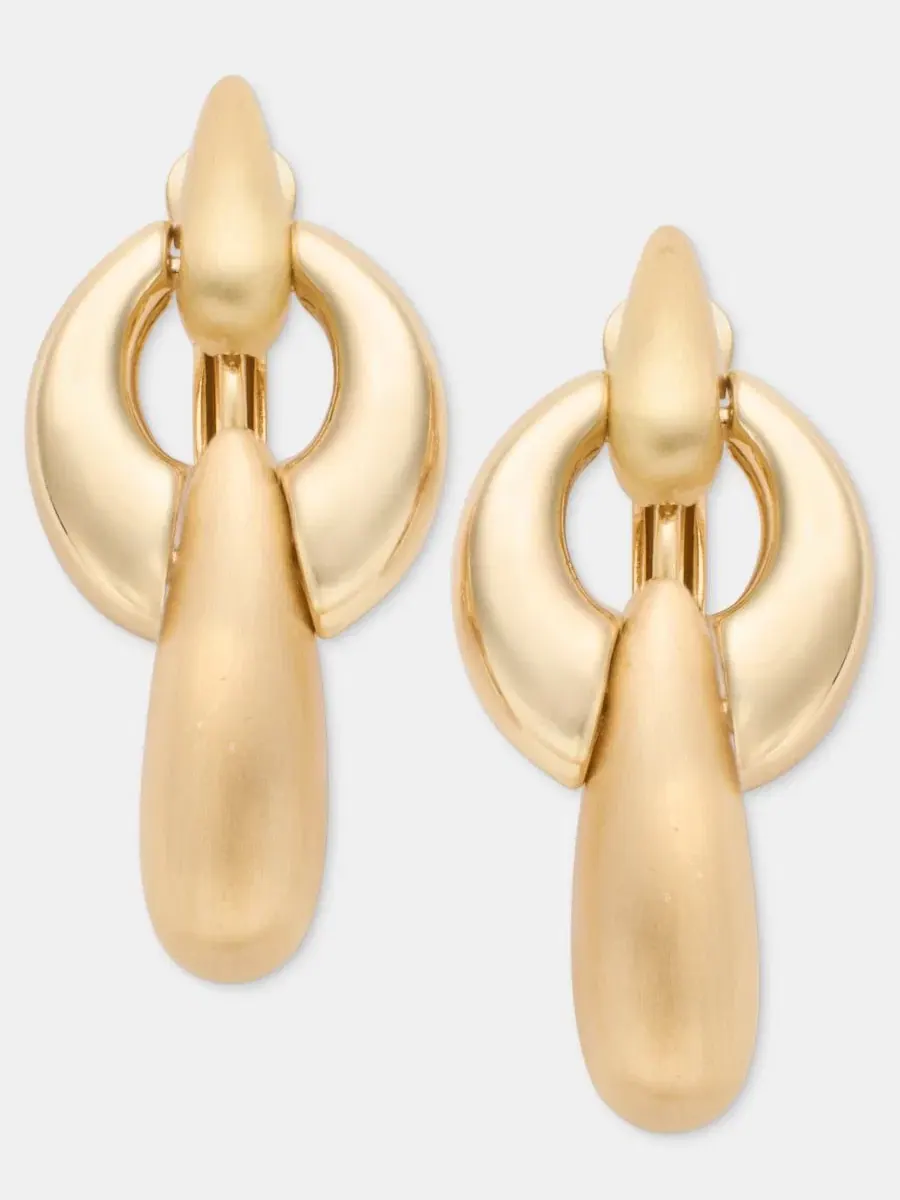 Серьги-подвески Puffy Linked Clip-On Linear Drop Anne Klein — изображение 1 из 4, оттенок золото