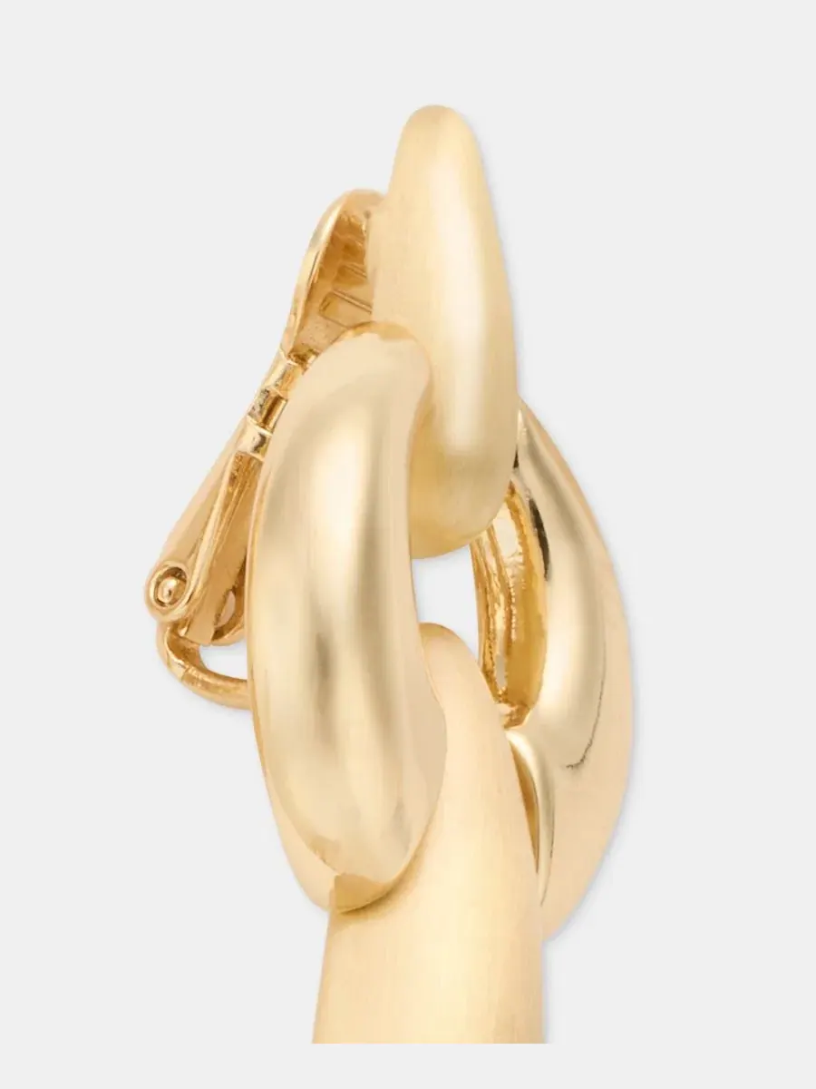 Серьги-подвески Puffy Linked Clip-On Linear Drop Anne Klein — изображение 4 из 4, оттенок золото