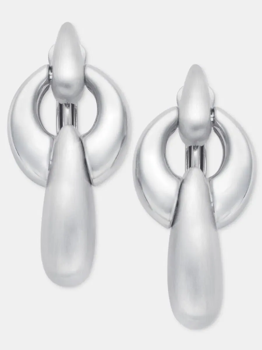 Серьги-подвески с выпуклым звеном, модель Puffy Linked Clip-On Linear Drop Anne Klein — изображение 1 из 4