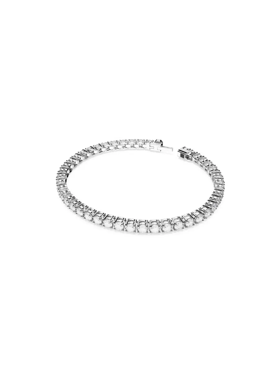 Теннисный браслет с кристаллами круглой огранки «Матрица» Swarovski — изображение 4 из 4, оттенок серебряный