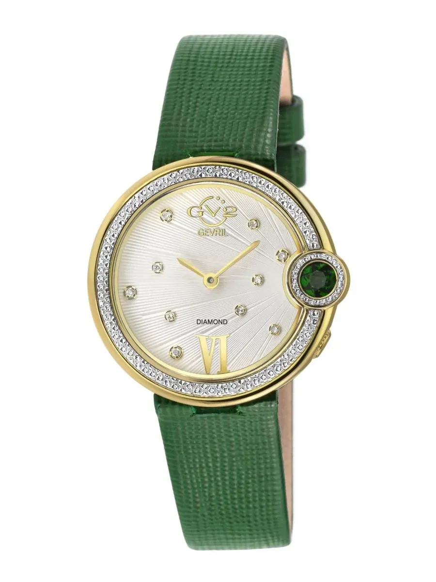 Женские часы Perugia Swiss Quartz Diamond с итальянским кожаным ремешком GV2 by Gevril — изображение 1 из 3