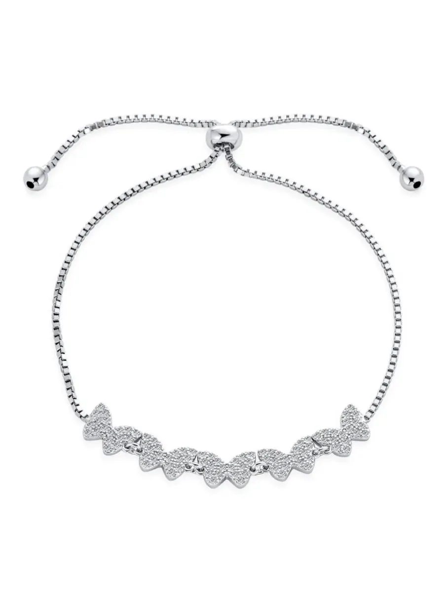 Браслет-боло с бабочками из кубического циркония, модель Dainty Cubic Zirconia Mirco Pave CZ — изображение 1 из 3