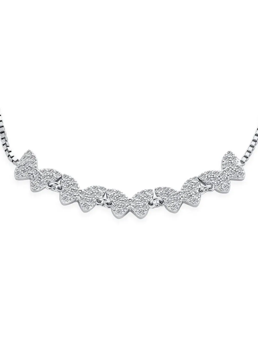 Браслет-боло с бабочками из кубического циркония, модель Dainty Cubic Zirconia Mirco Pave CZ — изображение 2 из 3
