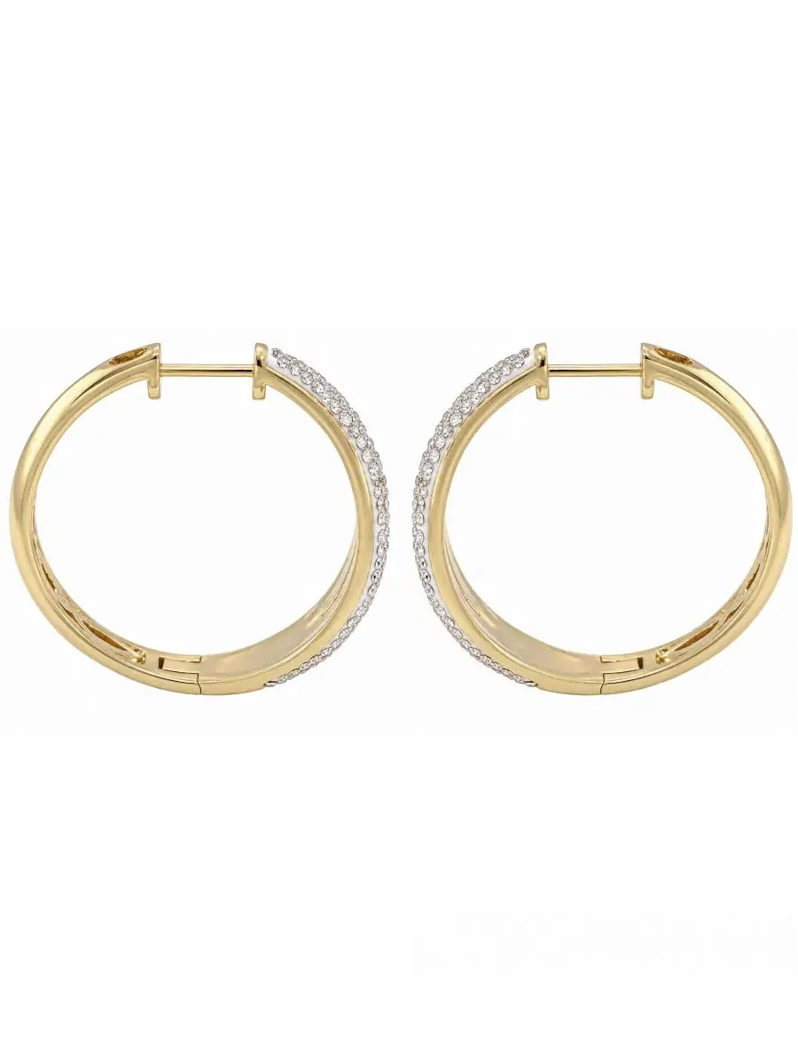 Серьги-кольца с кристаллами, модель Crystal Split Texture Hoop And Now This — изображение 3 из 5, оттенок золото