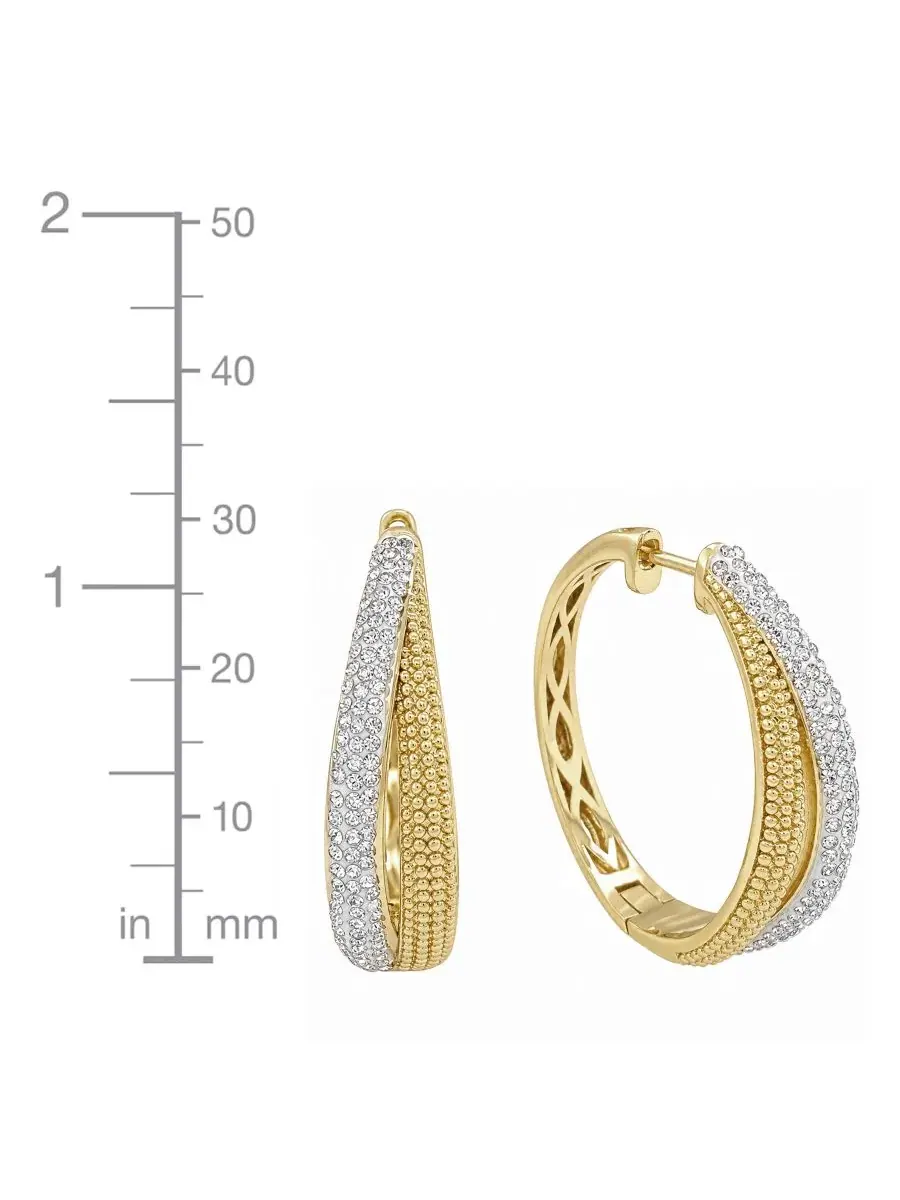 Серьги-кольца с кристаллами, модель Crystal Split Texture Hoop And Now This — изображение 4 из 5, оттенок золото