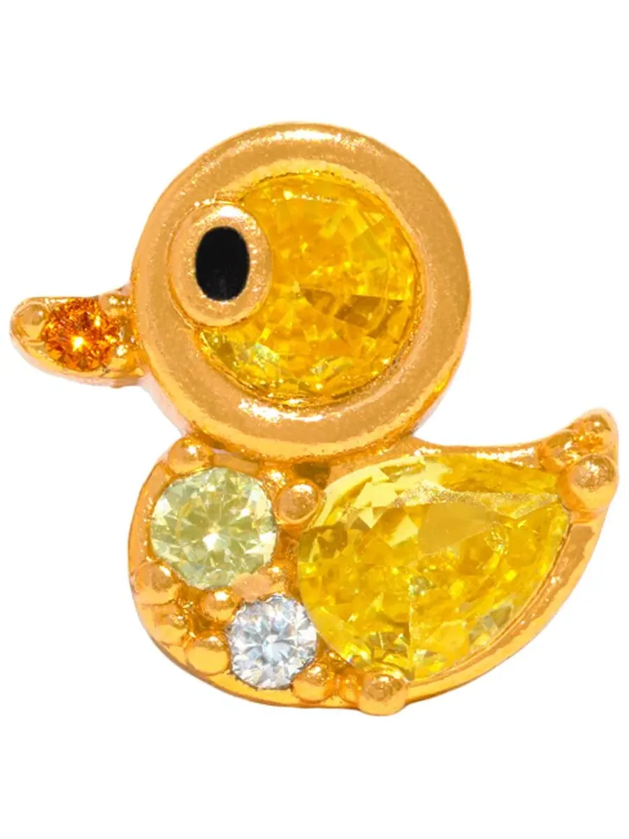Серьги-гвоздики с кристаллами и уткой Crystal Rubber Ducky Girls Crew — изображение 2 из 3, оттенок золото