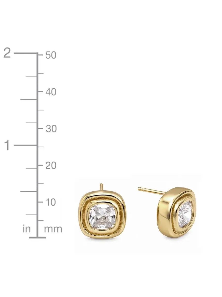Серьги-пусеты с кубическим цирконием, квадратные, 5.92 ct And Now This — изображение 3 из 4, оттенок золото