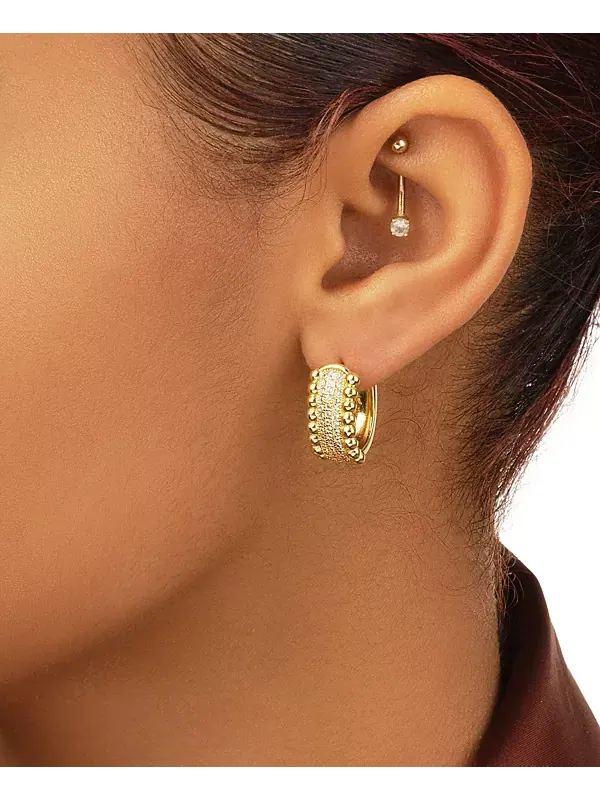 Микро-Серьги-Кольца Ellerie с кубическим цирконием Sterling Forever — изображение 4 из 4, оттенок золото