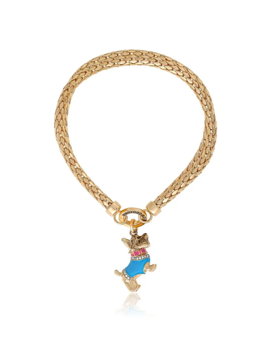 Браслет из двух цепочек с подвеской в виде синей собаки Juicy Couture