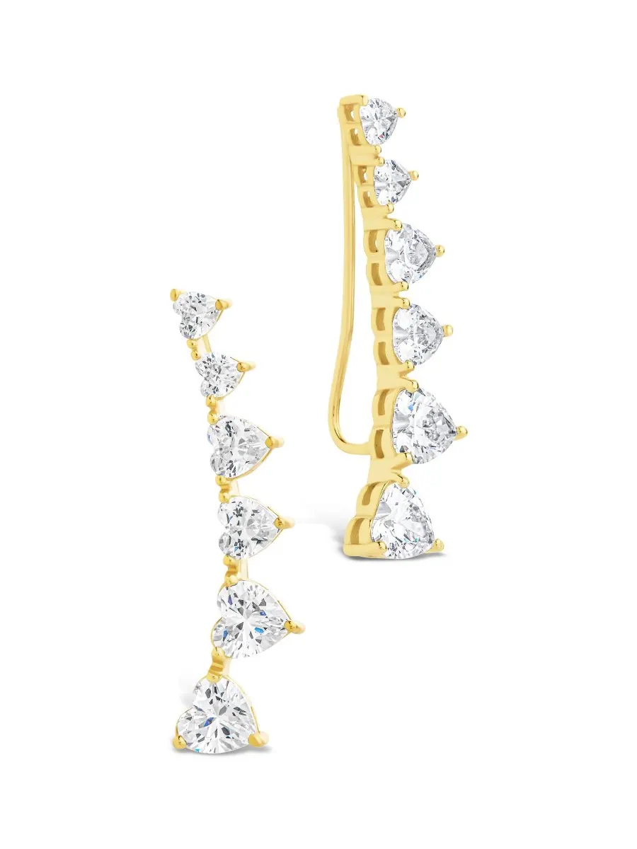Серьги-гвоздики Jillian CZ Heart Crawler из стерлингового серебра Sterling Forever — изображение 1 из 5