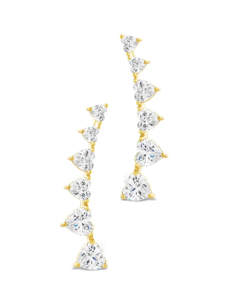 Серьги-гвоздики Jillian CZ Heart Crawler из стерлингового серебра Sterling Forever — изображение 2 из 5