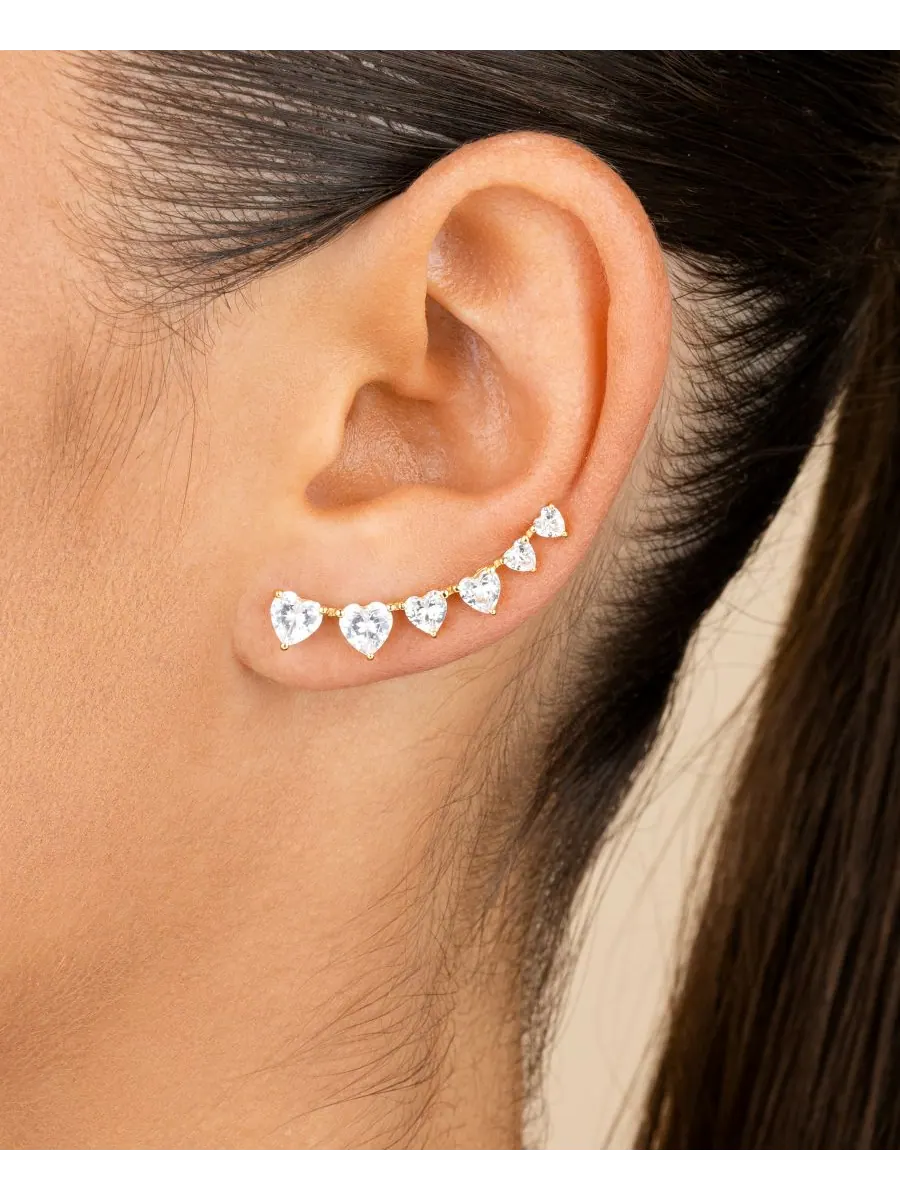 Серьги-гвоздики Jillian CZ Heart Crawler из стерлингового серебра Sterling Forever — изображение 5 из 5