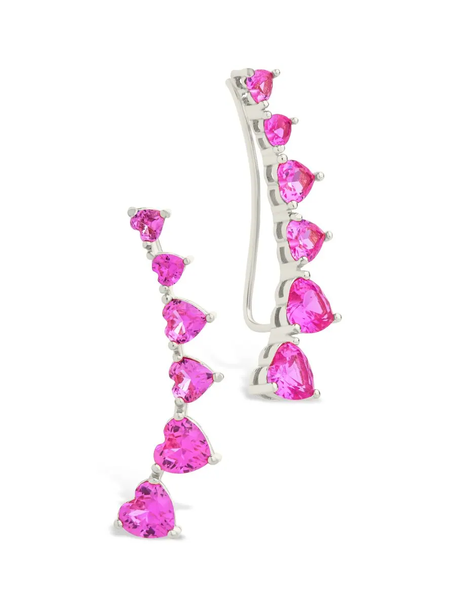 Серьги-гвоздики Jillian CZ Heart Crawler из стерлингового серебра Sterling Forever — изображение 1 из 5