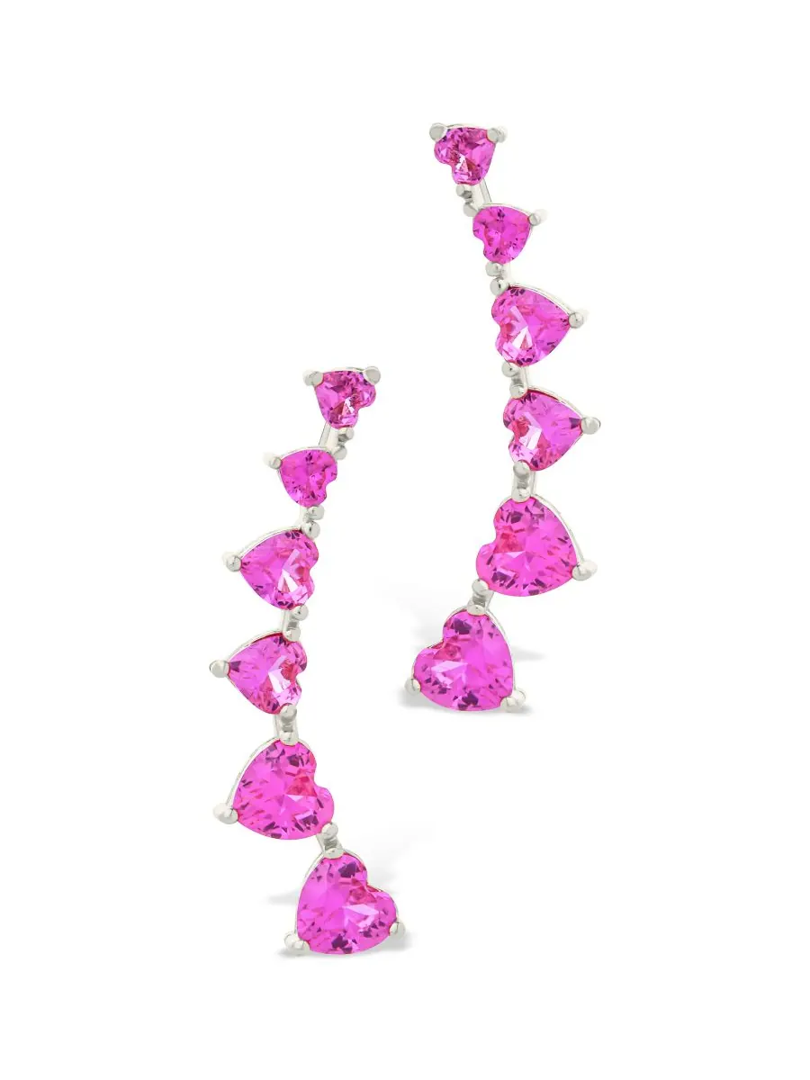 Серьги-гвоздики Jillian CZ Heart Crawler из стерлингового серебра Sterling Forever — изображение 2 из 5