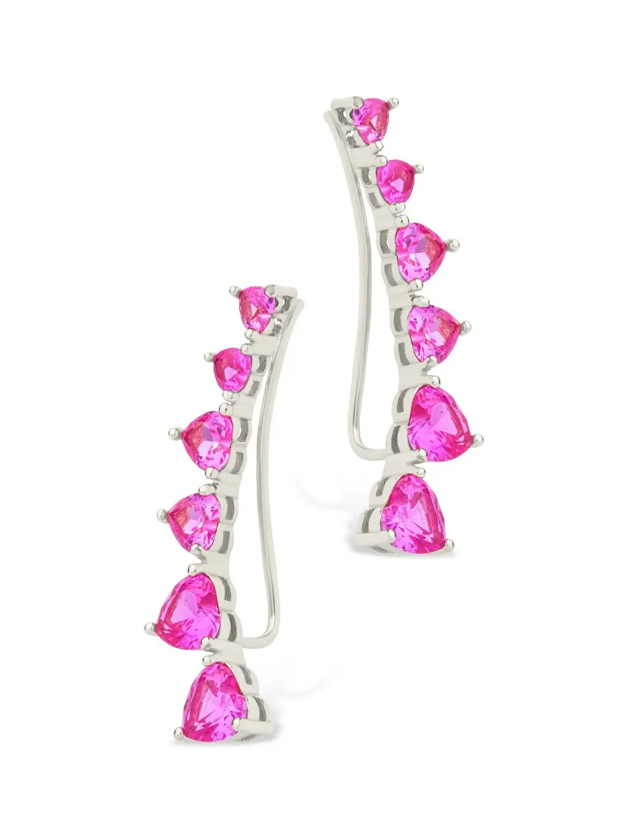 Серьги-гвоздики Jillian CZ Heart Crawler из стерлингового серебра Sterling Forever — изображение 3 из 5