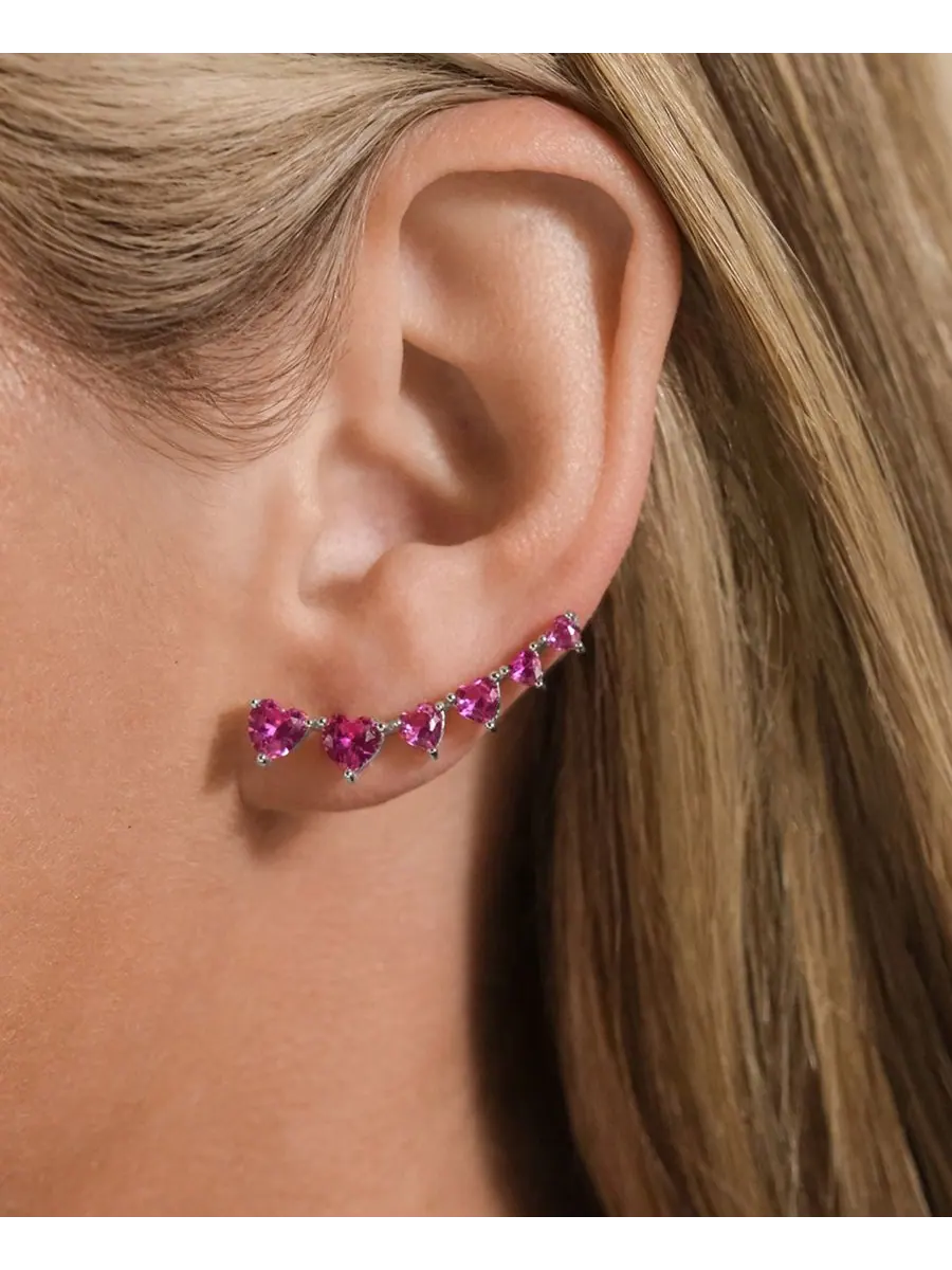 Серьги-гвоздики Jillian CZ Heart Crawler из стерлингового серебра Sterling Forever — изображение 5 из 5
