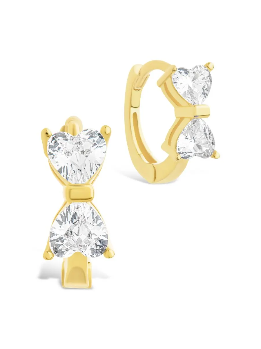 Серьги-кольца микрокольца Ravenna из стерлингового серебра с фианитами Sterling Forever — изображение 1 из 5, оттенок золото