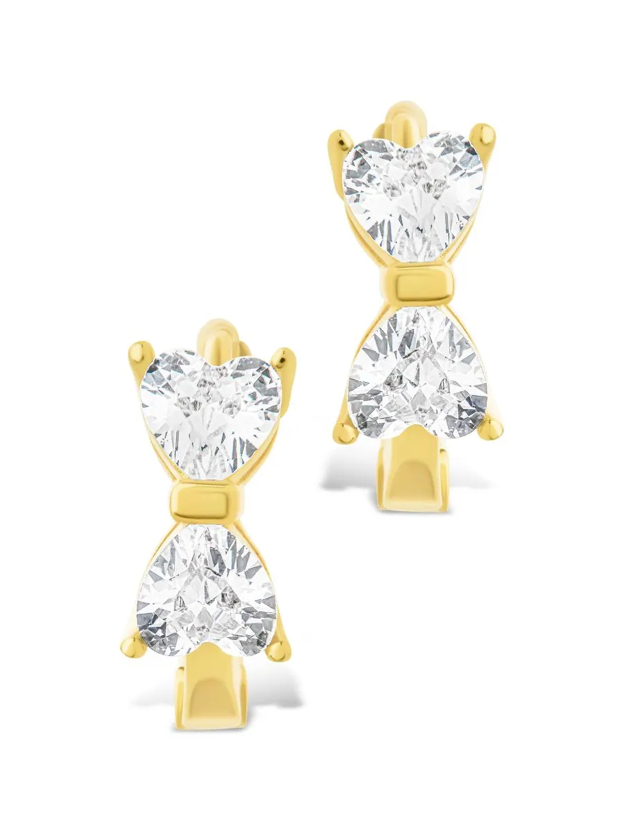 Серьги-кольца микрокольца Ravenna из стерлингового серебра с фианитами Sterling Forever — изображение 2 из 5, оттенок золото