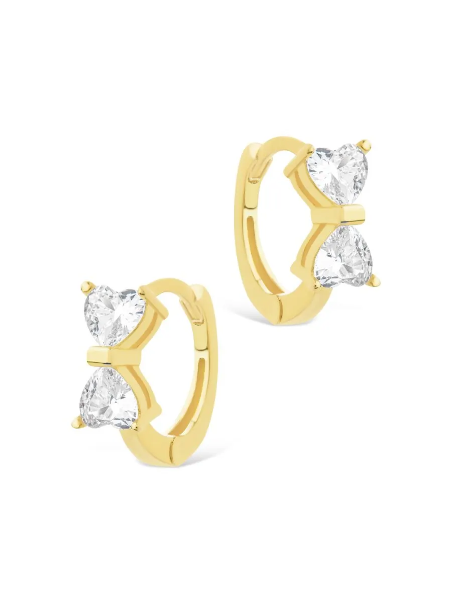 Серьги-кольца микрокольца Ravenna из стерлингового серебра с фианитами Sterling Forever — изображение 3 из 5, оттенок золото