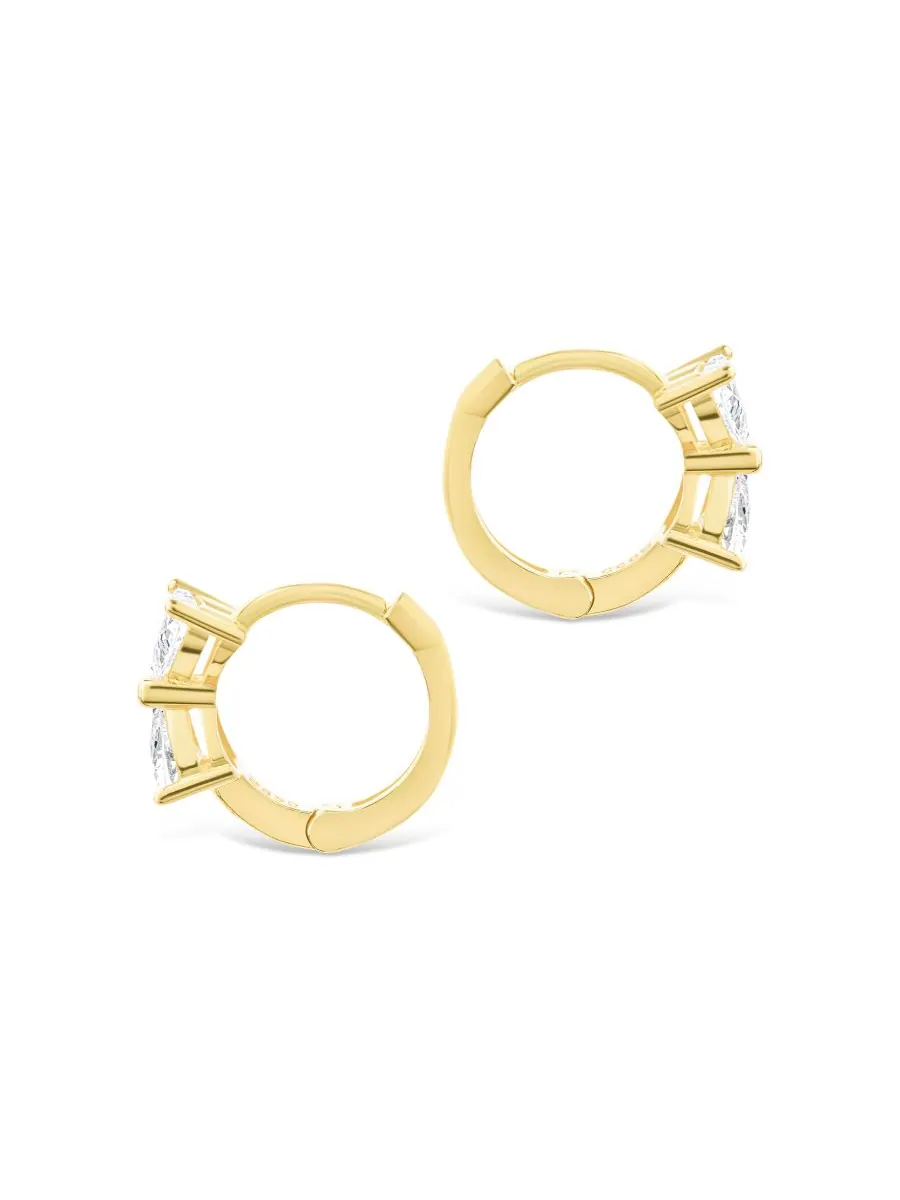 Серьги-кольца микрокольца Ravenna из стерлингового серебра с фианитами Sterling Forever — изображение 4 из 5, оттенок золото