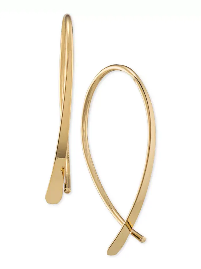 Скульптурные серьги-кольца Threader, маленькие, 1 дюйм Lauren Ralph Lauren — изображение 1 из 2, оттенок золото