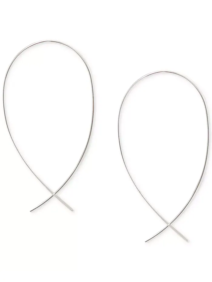 Скульптурные серьги-кольца Threader, маленькие, 1 дюйм Lauren Ralph Lauren — изображение 1 из 2, оттенок серебряный