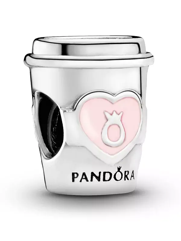Серебряный брелок-подвеска в виде кофейной чашки «Возьми перерыв» Pandora — изображение 1 из 2, оттенок розовый