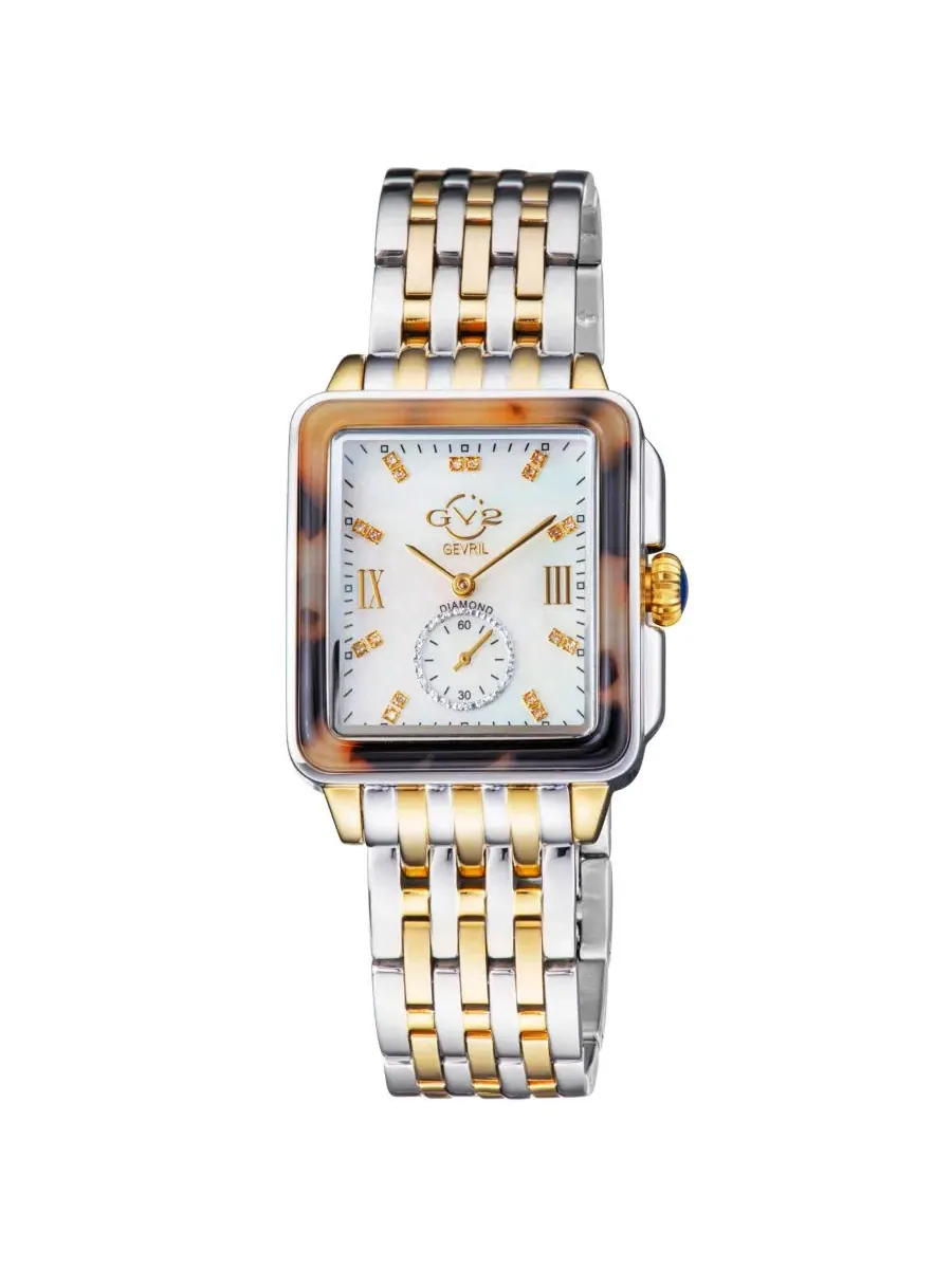 Женские часы Bari Tortoise Swiss Quartz Diamond Two tone IPYG/SS Stainless Steel Bracelet Watch GV2 — изображение 1 из 3