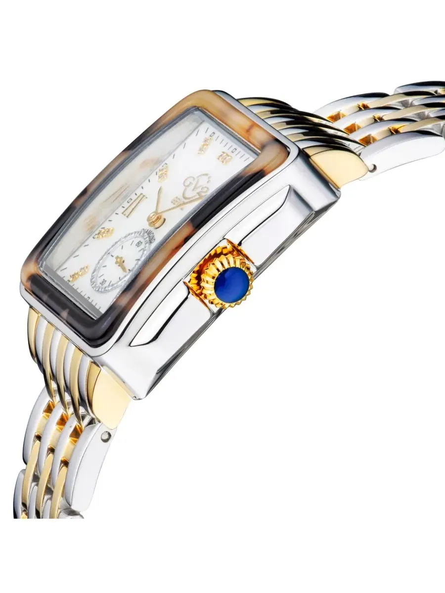 Женские часы Bari Tortoise Swiss Quartz Diamond Two tone IPYG/SS Stainless Steel Bracelet Watch GV2 — изображение 2 из 3