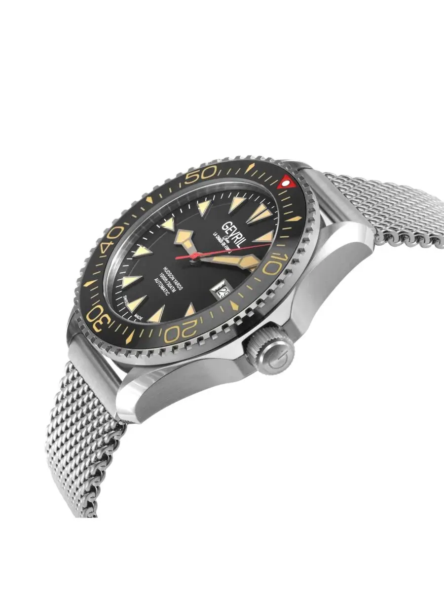 Мужские часы с автоподзаводом Hudson Yards Swiss Automatic Mesh band Gevril — изображение 2 из 3, оттенок серебряный