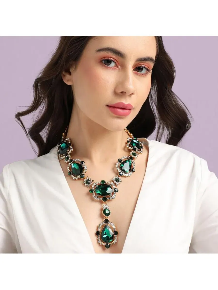 Колье SOHI Party Stone Statement Necklace — изображение 2 из 6, оттенок зеленый